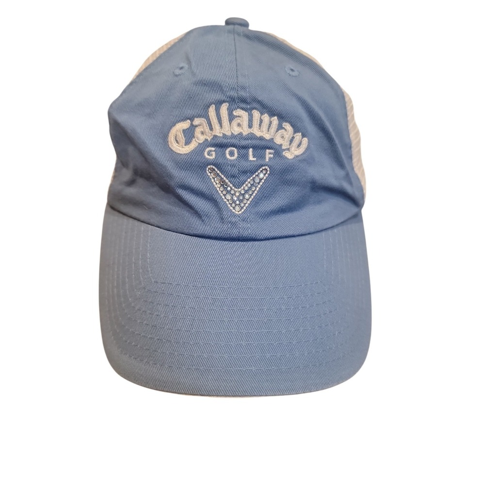 Callaway Golf Women's Blue And White Mesh Baseball Cap Hat Hook&loop Embroidered